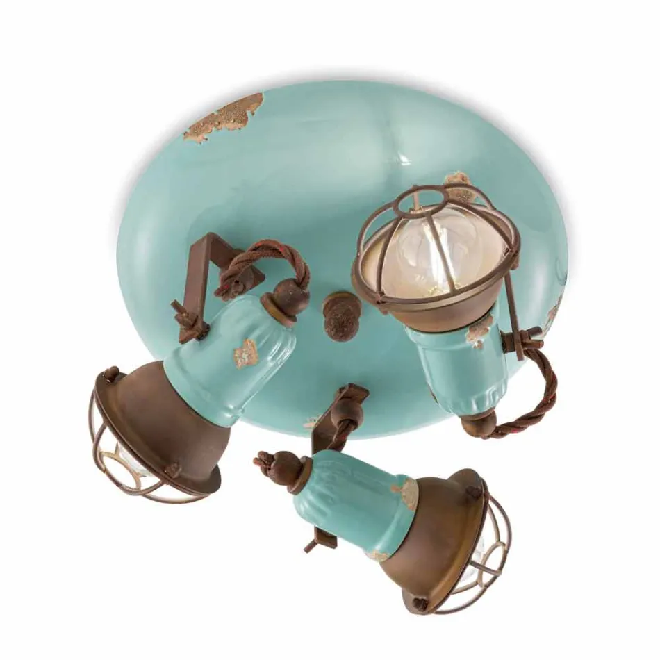 Konstrukcja lampy sufitowe z trzema reflektory stylu przemysłowych Allison Ferroluce Viadurini