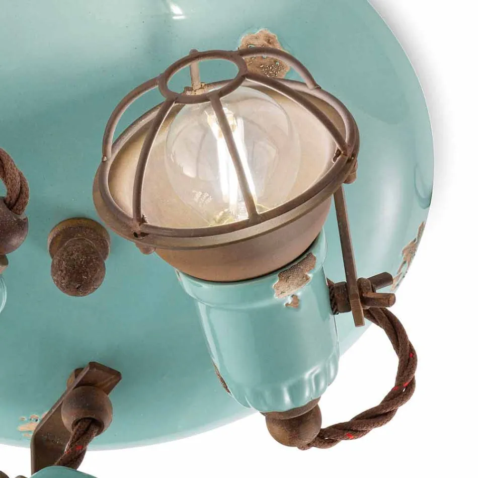 Konstrukcja lampy sufitowe z trzema reflektory stylu przemysłowych Allison Ferroluce Viadurini