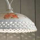 Perforowana i zdobiona ręcznie robiona ceramiczna lampa sufitowa z haczykiem - Werona Viadurini