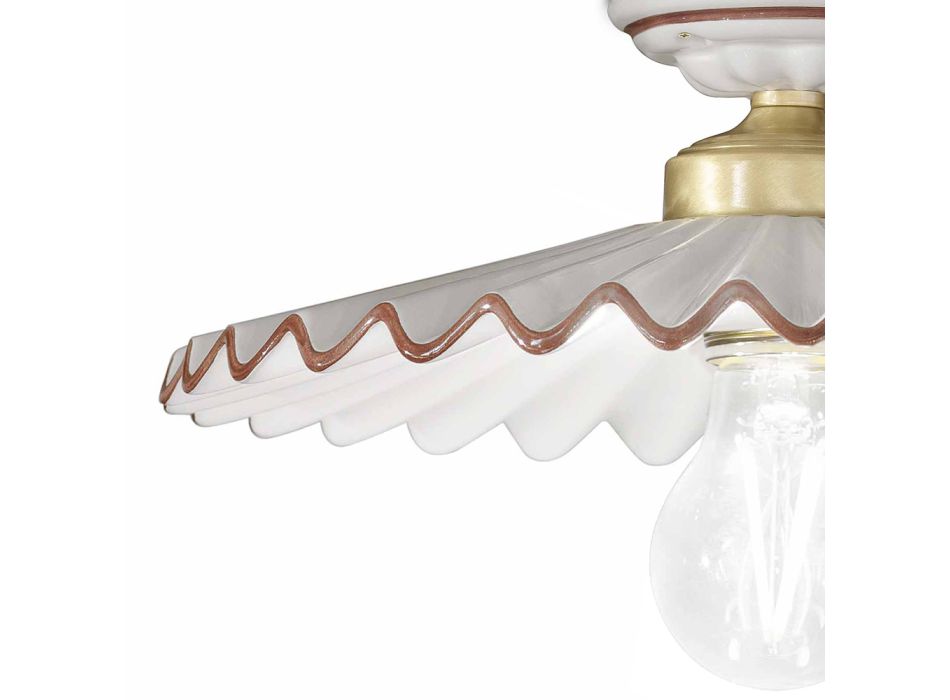 Plisowana błyszcząca ceramiczna lampa sufitowa i ręcznie malowana krawędź - Laquila Viadurini