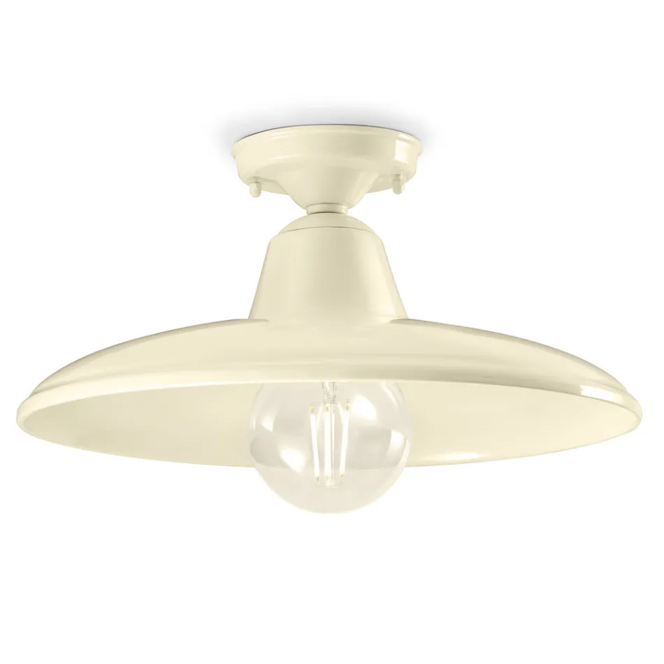 Lampa sufitowa z czarnej lub białej ceramiki i przemysłowego żelaza vintage - Bew Viadurini