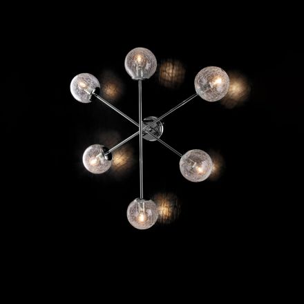 Lampa sufitowa z żelaza wyprodukowana we Włoszech do dekoracji wnętrz - Monako Viadurini