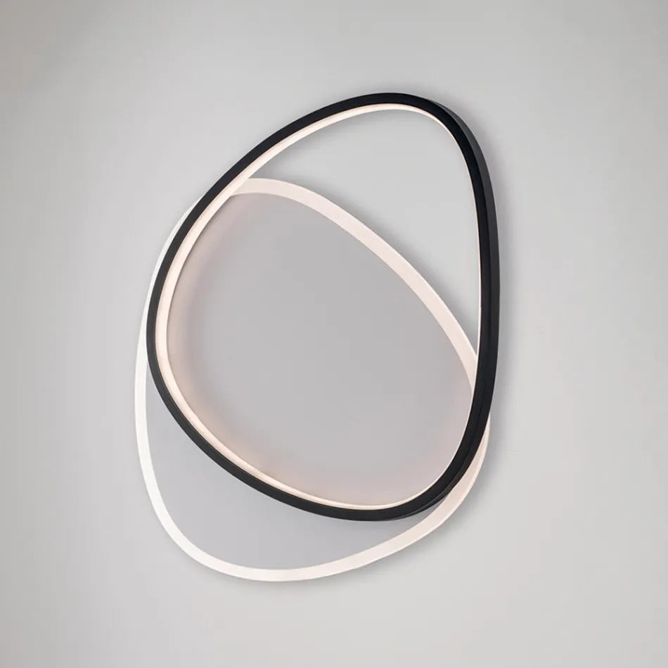 Metalowa lampa sufitowa LED Ophiuchus w kolorze czarno-białym do oświetlenia wnętrz Viadurini