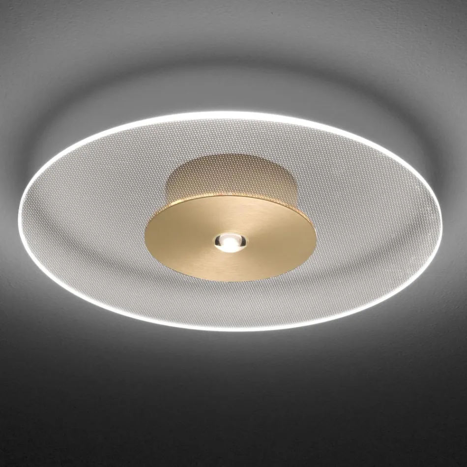 Metalowa lampa sufitowa z dyfuzorem z pleksiglasu z mikrokropkami - Nora Viadurini