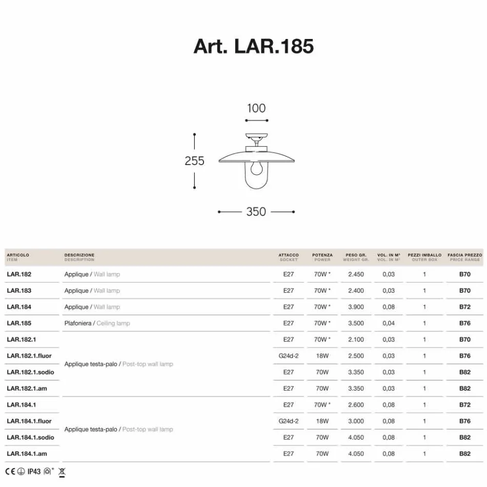 Lampa sufitowa w mosiądzu, miedzi i szkła Nabucco Aldo Bernardi Viadurini