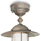 Lampa sufitowa ogrodowa w stylu vintage z mosiądzu, szkło opalowe IP44 - Elfico Viadurini