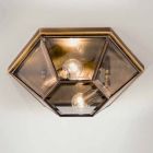 Lampa sufitowa z mosiądzu i szkła w stylu vintage, 2 rozmiary - twarda oprawa autorstwa Il Fanale Viadurini