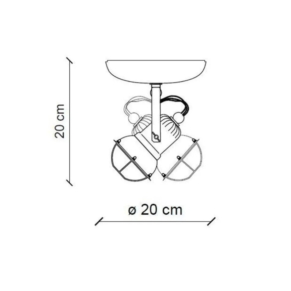 Przemysłowa lampa sufitowa 2 reflektory z żelaza i ręcznie robionej ceramiki - Loft Viadurini