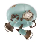 Przemysłowa lampa sufitowa 3 reflektory z żelaza i ręcznie robionej ceramiki - loft Viadurini