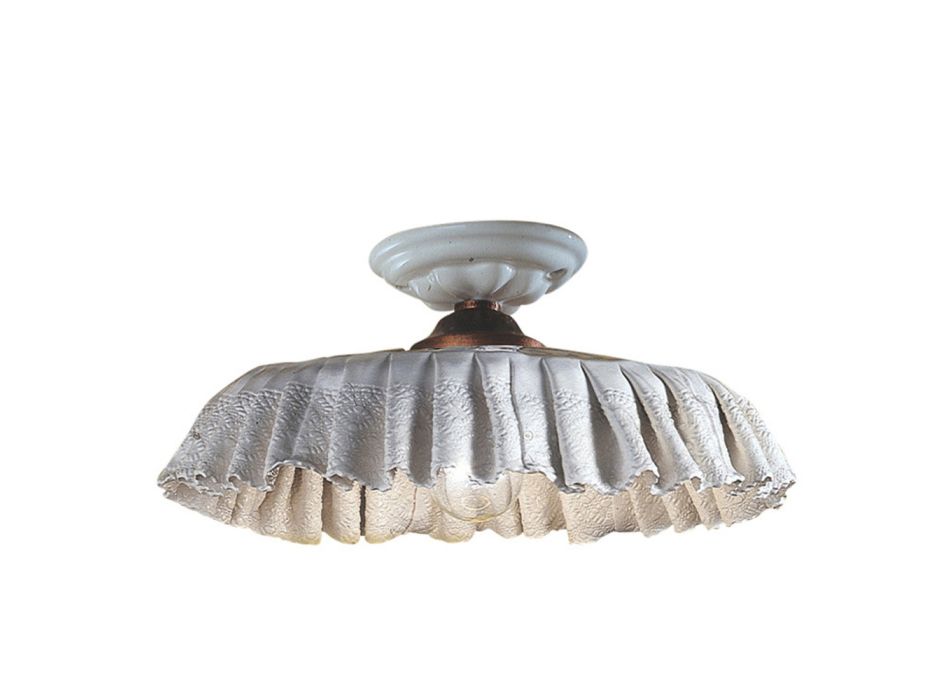 Ręcznie robiona ceramiczna lampa sufitowa z efektem tkaniny i metalu - Modena Viadurini