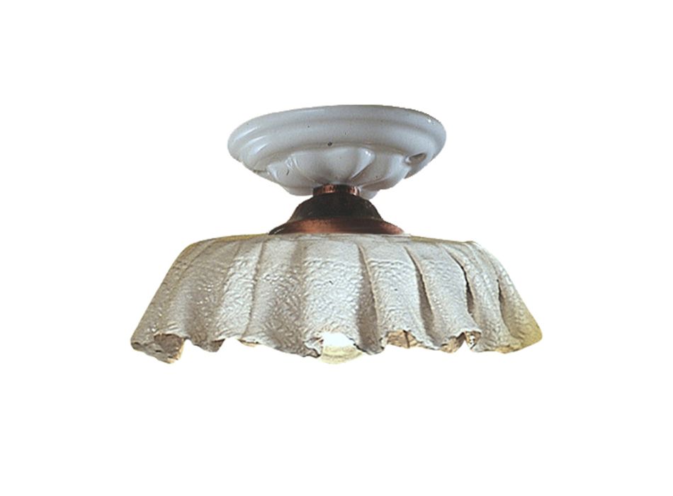 Ręcznie robiona ceramiczna lampa sufitowa z efektem tkaniny i metalu - Modena Viadurini