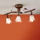 Liniowa lampa sufitowa z 3 światłami w żelaznych, szklanych i ceramicznych różach - Siena Viadurini