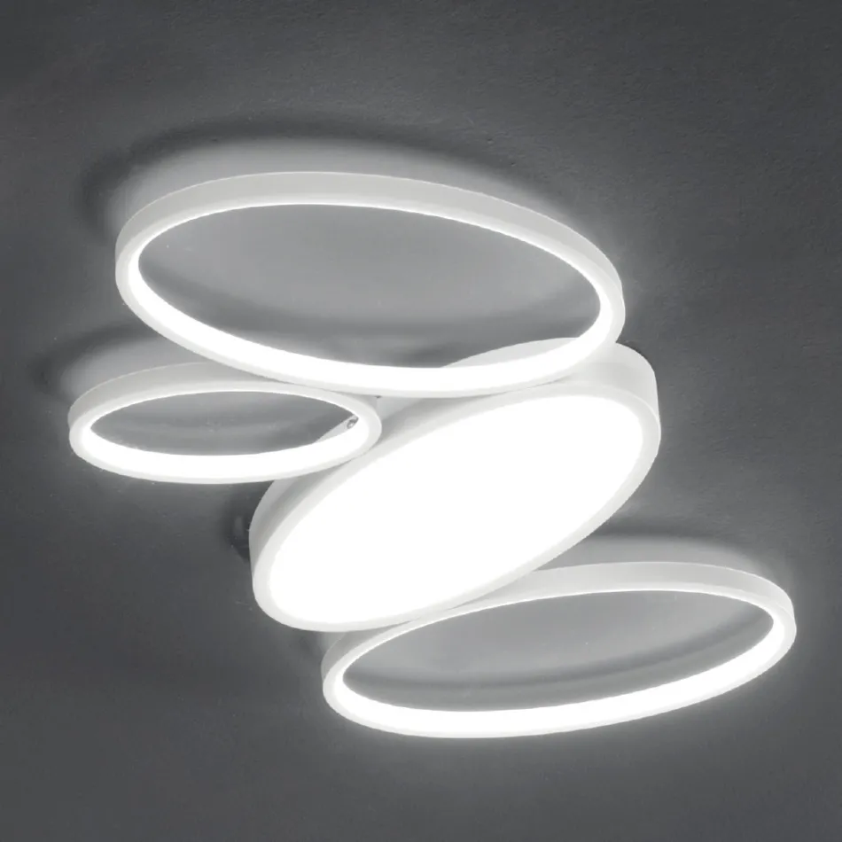 Nowoczesna ściemnialna lampa sufitowa LED z białego lub złotego metalu - Raissa Viadurini