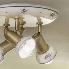 Okrągła lampa sufitowa 3 reflektory z mosiądzu i ręcznie malowanej ceramiki - Savona Viadurini