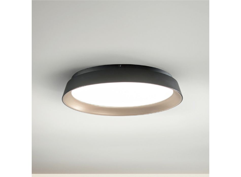 Okrągła Lampa Sufitowa LED w Czarno-Złotym Metalowym Nowoczesnym Designie - Rondola Viadurini