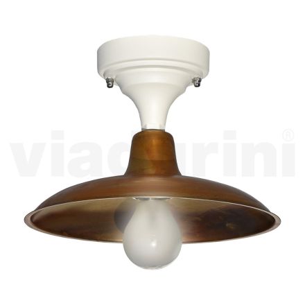 Vintage zewnętrzna lampa sufitowa z aluminium i mosiądzu Made in Italy - Adela Viadurini