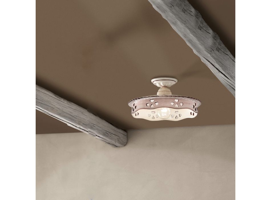 Lampa sufitowa w stylu vintage z ceramiki i ręcznie robione żelazo 2 rozmiary - Alessandria Viadurini