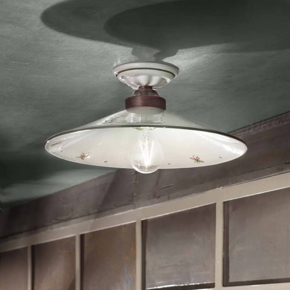Lampa sufitowa Vintage z ceramiki i ręcznie wykonanego żelaza w 3 rozmiarach - Asti Viadurini