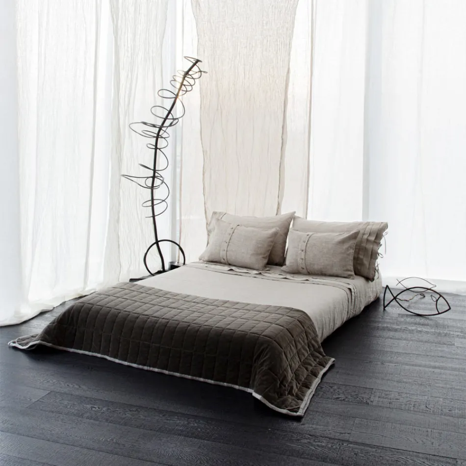 Krata z satyny bawełnianej i szenilu z lureksem, kredą lub obramowaniem retro - Tortoro Viadurini