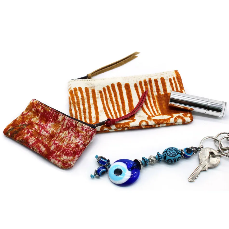 Artystyczna, ręcznie drukowana kopertówka, unikalny kawałek bawełny, 2 sztuki - Viadurini marki Marchi Viadurini