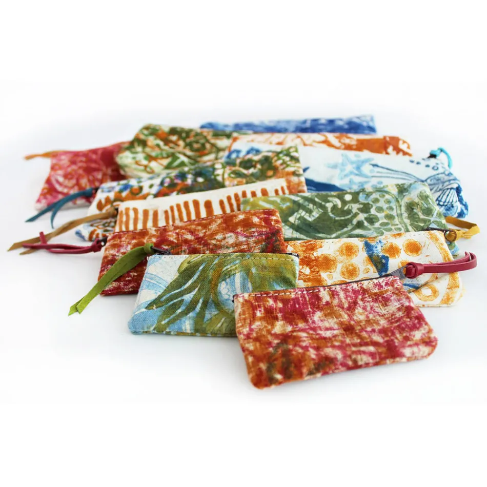 Artystyczna, ręcznie drukowana kopertówka, unikalny kawałek bawełny, 2 sztuki - Viadurini firmy Marchi Viadurini