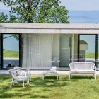 Fotel bujany na zewnątrz z litego drewna i tkaniny - Smart by Varaschin Viadurini