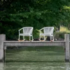 Fotel bujany na zewnątrz z litego drewna i tkaniny - Smart by Varaschin Viadurini