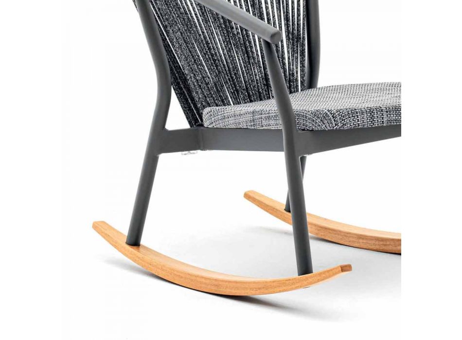 Fotel bujany na zewnątrz z litego drewna i tkaniny - Smart by Varaschin Viadurini