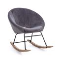 Tapicerowany fotel bujany z efektem aksamitu Skandynawski design - Pippy