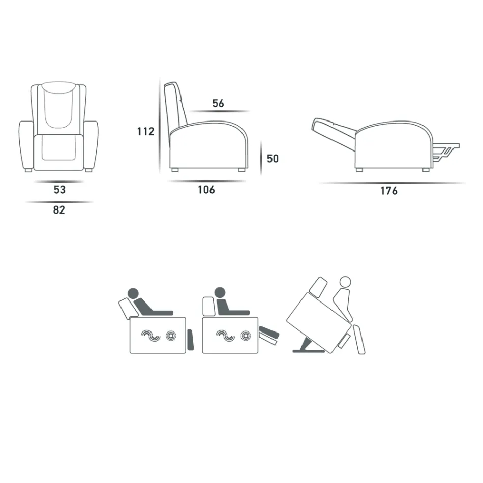 Dwusilnikowy fotel podnoszony z masażem shiatsu wyprodukowany we Włoszech Bria Viadurini