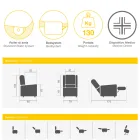 Fotel podnoszony z funkcjami podnoszenia, relaksu i łóżka Made in Italy - Talita Viadurini