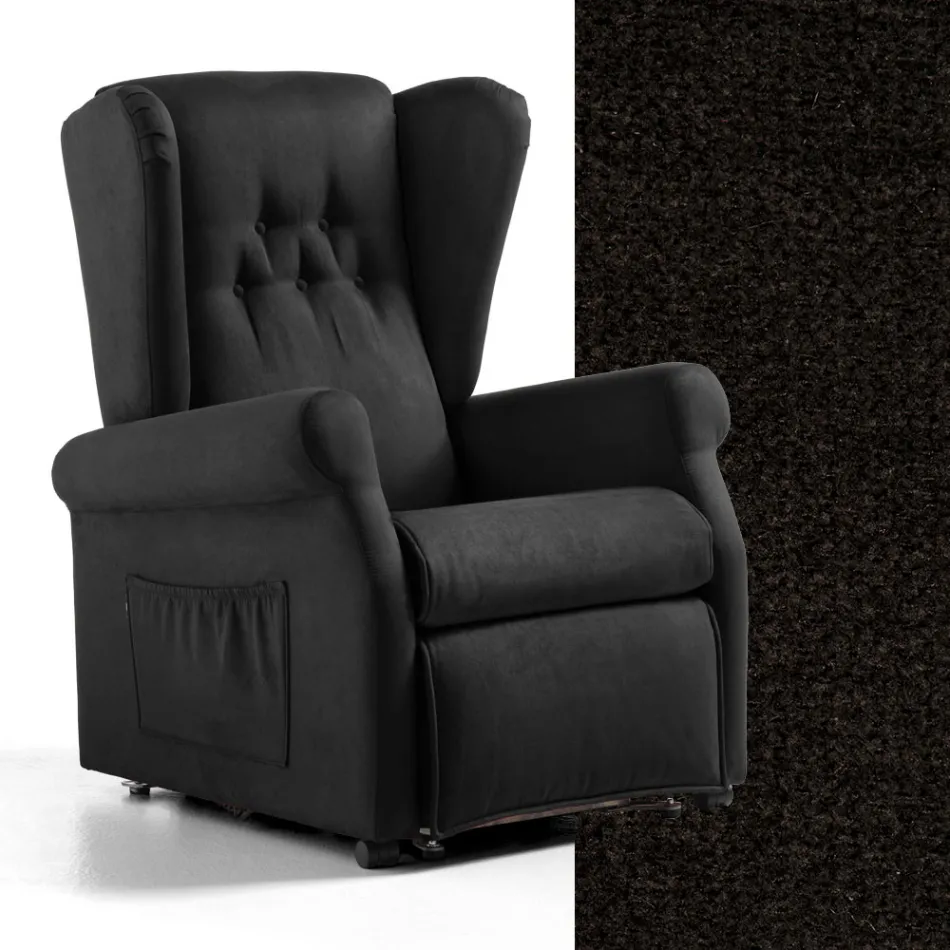 Podnoszony fotel materiałowy z funkcją podnoszenia, relaksu i łóżka - Romina Viadurini