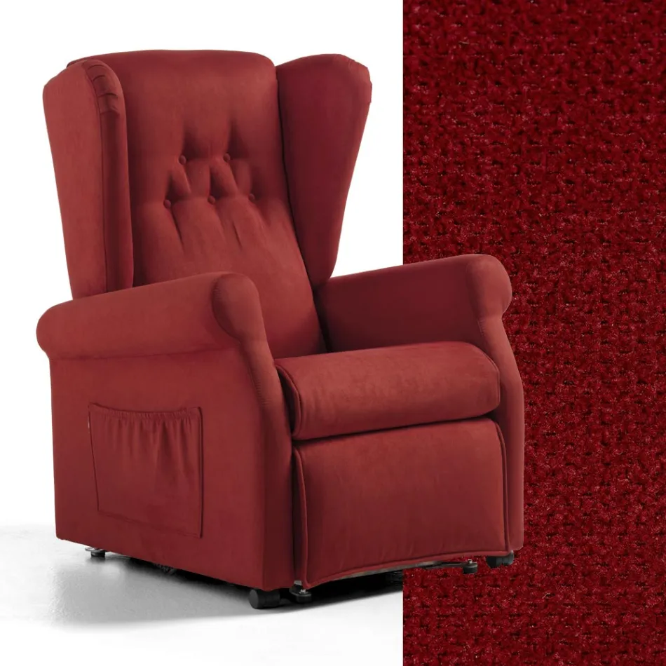 Podnoszony fotel materiałowy z funkcją podnoszenia, relaksu i łóżka - Romina Viadurini