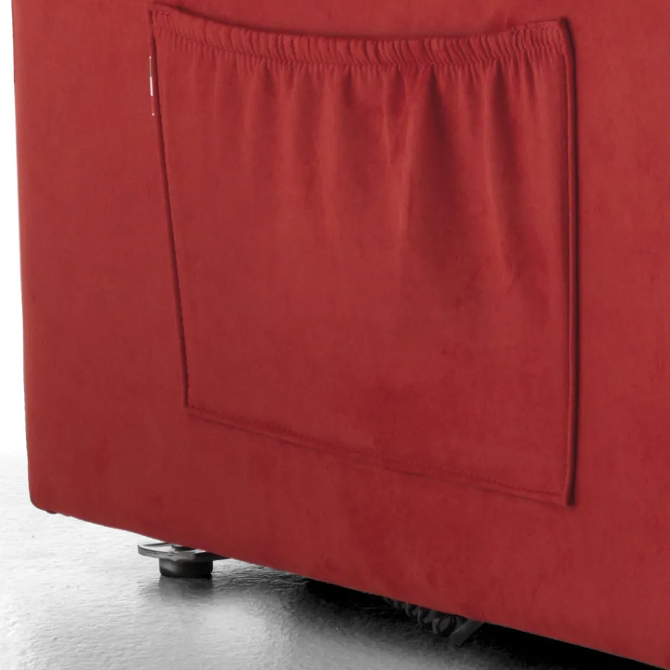 Podnoszony fotel materiałowy z funkcją podnoszenia, relaksu i łóżka - Romina Viadurini