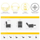 Podnoszony fotel materiałowy z funkcją podnoszenia, relaksu i łóżka - Romina Viadurini