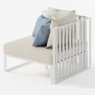 Prawy narożny fotel ogrodowy z aluminium i pasami Made in Italy - Juliediv Viadurini