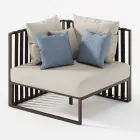 Prawy narożny fotel ogrodowy z aluminium i pasami Made in Italy - Juliediv Viadurini