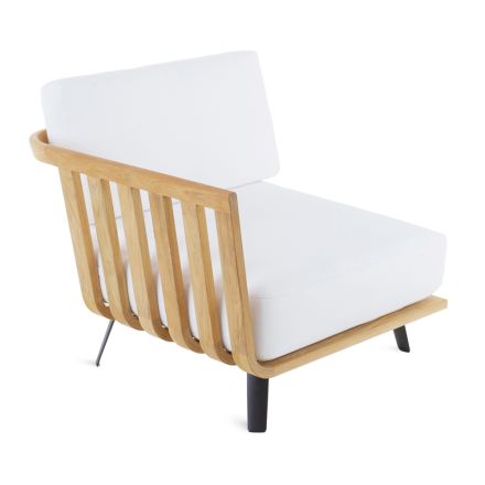 Prawy narożny fotel ogrodowy z drewna tekowego z liną lub bez Made in Italy - Taranee Viadurini