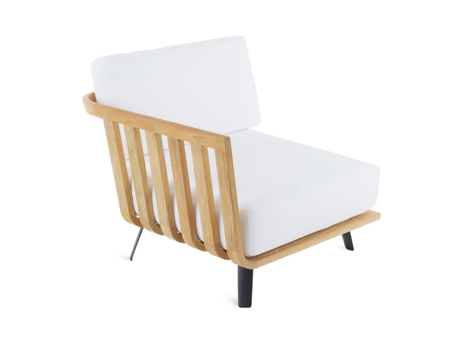 Prawy narożny fotel ogrodowy z drewna tekowego z liną lub bez Made in Italy - Taranee Viadurini
