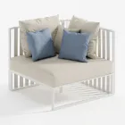 Lewy narożny fotel ogrodowy z aluminium i pasami Made in Italy - Juliediv Viadurini