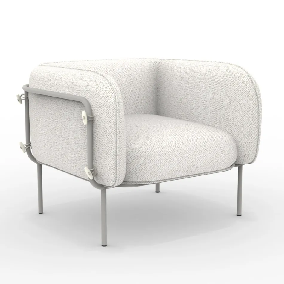 Niski fotel ogrodowy z wyściełanym siedziskiem Made in Italy - Sadzarka Viadurini