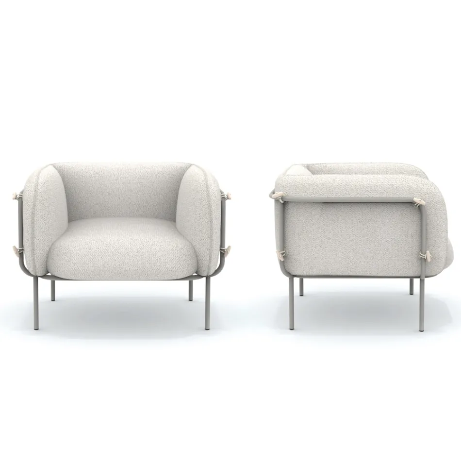 Niski fotel ogrodowy z wyściełanym siedziskiem Made in Italy - Sadzarka Viadurini