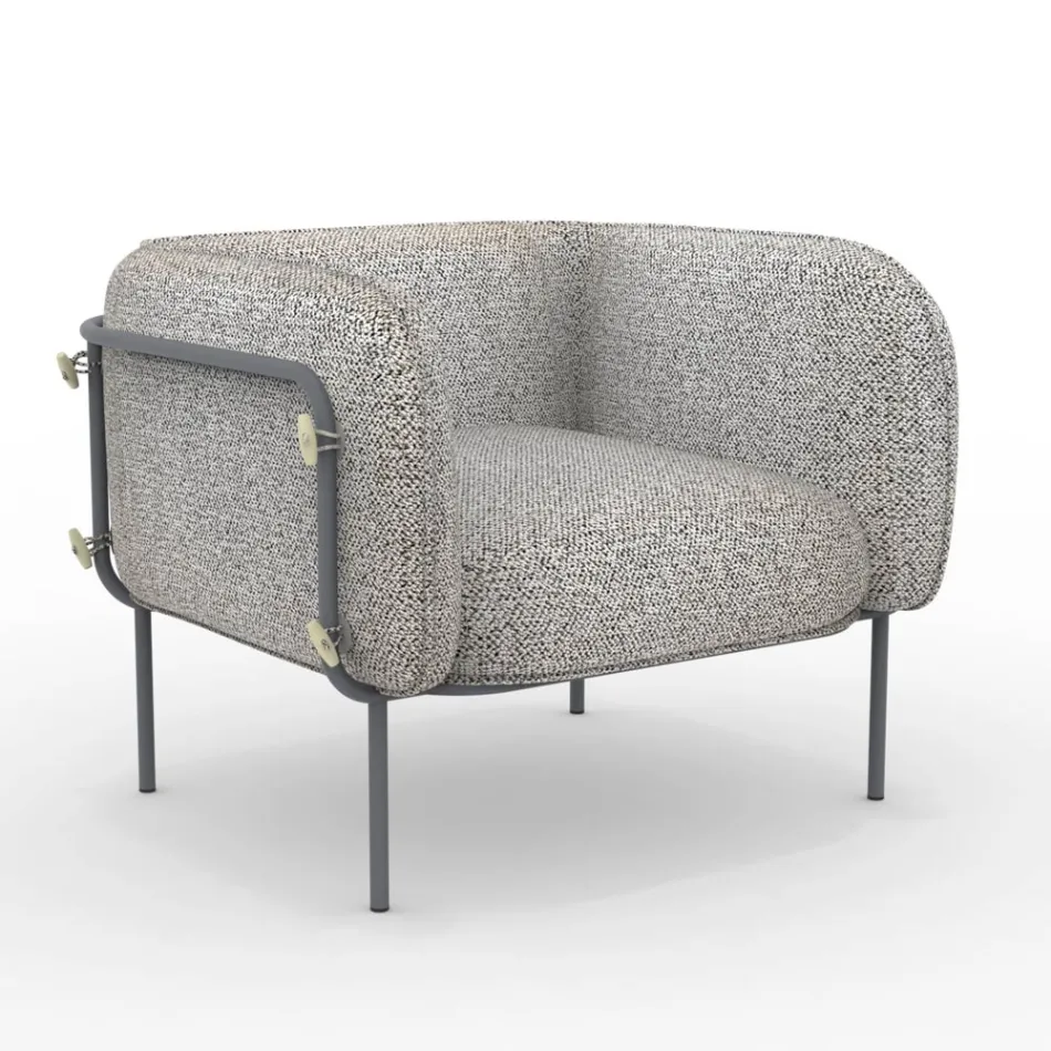 Niski fotel ogrodowy z wyściełanym siedziskiem Made in Italy - Sadzarka Viadurini