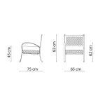 Niski fotel ogrodowy ze stali ocynkowanej z podłokietnikami Made in Italy - Selvaggia Viadurini