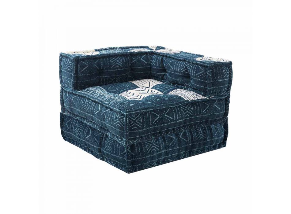 Fotel szezlong o etnicznym designie z bawełnianej mozaiki, do salonu - włókno Viadurini