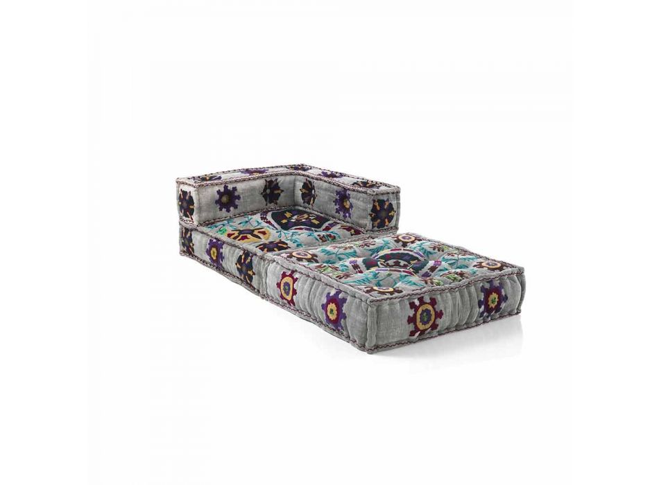 Fotel szezlongu z bawełnianej patchworku do salonu w stylu etnicznym - włókno Viadurini