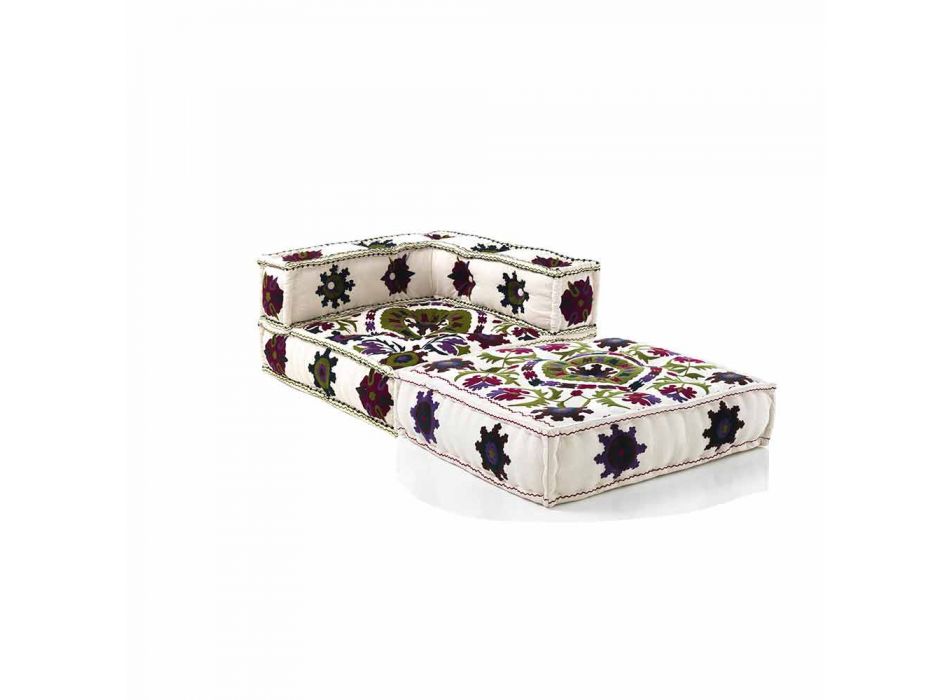 Fotel szezlongu z bawełnianej patchworku do salonu w stylu etnicznym - włókno Viadurini