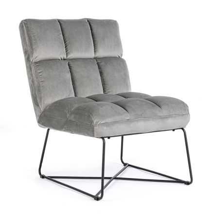 Klasyczny fotel ze stali i tapicerowane siedzisko z dwukolorowego aksamitu - Guire Viadurini