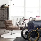 Klasyczny fotel ze stali i sztucznej skóry w kolorze brązowym lub czarnym - Kendy Viadurini