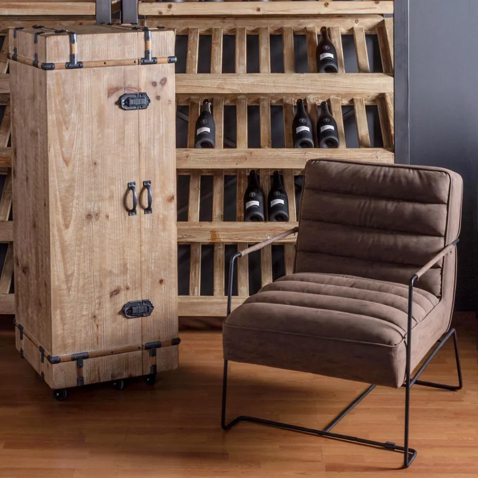 Klasyczny fotel ze stali i sztucznej skóry w kolorze brązowym lub czarnym - Kendy Viadurini